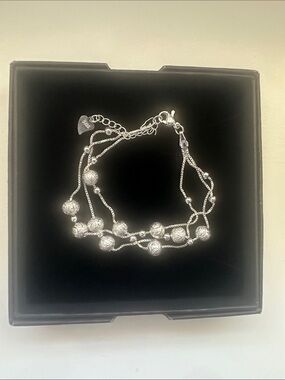 Elegant Silver Bead Multi-Chain Bracelet